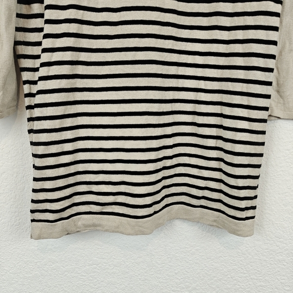 Weekend Max Mara Silk Blend Striped 3/4 Sleeve Light Weight Sweater Size XL - Picture 10 of 14